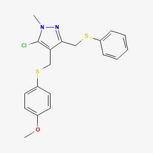 5-chloro-4-{[(4-methoxyphenyl)sulfanyl]methyl}-1-methyl-3-[(phenylsulfanyl)methyl]-1H-pyrazole
