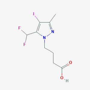 molecular formula C9H11F2IN2O2 B2716285 4-[5-(Difluoromethyl)-4-iodo-3-methylpyrazol-1-yl]butanoic acid CAS No. 1946822-74-7
