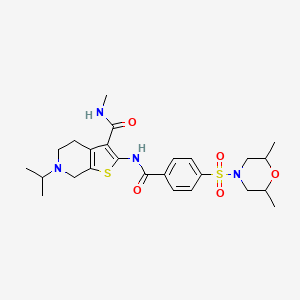 molecular formula C25H34N4O5S2 B2716293 2-(4-((2,6-二甲基吗啉-2-基)磺酰基)苯甲酰氨基)-6-异丙基-N-甲基-4,5,6,7-四氢噻吩并[2,3-c]吡啶-3-羧酰胺 CAS No. 533907-06-1
