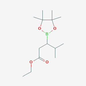 molecular formula C14H27BO4 B2716314 3-(4,4,5,5-四甲基-1,3,2-二氧代硼杂环戊烷-2-基)-4-甲基戊酸乙酯 CAS No. 1244024-98-3