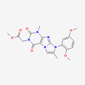 molecular formula C20H21N5O6 B2716315 methyl 2-(8-(2,5-dimethoxyphenyl)-1,7-dimethyl-2,4-dioxo-1H-imidazo[2,1-f]purin-3(2H,4H,8H)-yl)acetate CAS No. 896307-36-1