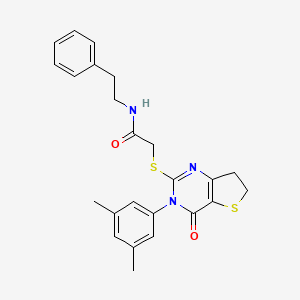 molecular formula C24H25N3O2S2 B2716322 2-((3-(3,5-dimethylphenyl)-4-oxo-3,4,6,7-tetrahydrothieno[3,2-d]pyrimidin-2-yl)thio)-N-phenethylacetamide CAS No. 877653-87-7