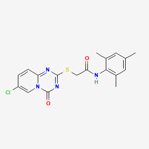 molecular formula C18H17ClN4O2S B2716326 2-((7-chloro-4-oxo-4H-pyrido[1,2-a][1,3,5]triazin-2-yl)thio)-N-mesitylacetamide CAS No. 896324-65-5