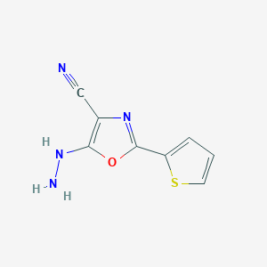 molecular formula C8H6N4OS B2716327 5-Hydrazinyl-2-(thiophen-2-yl)-1,3-oxazole-4-carbonitrile CAS No. 890013-94-2