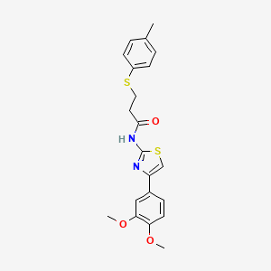 molecular formula C21H22N2O3S2 B2716332 N-(4-(3,4-dimethoxyphenyl)thiazol-2-yl)-3-(p-tolylthio)propanamide CAS No. 895462-19-8