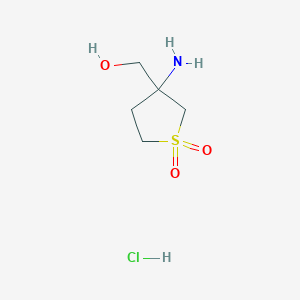 molecular formula C5H12ClNO3S B2716348 (3-氨基-1,1-二氧代噻吩-3-基)甲醇；盐酸 CAS No. 2402828-93-5