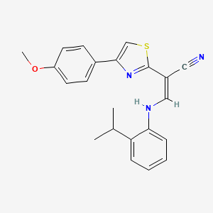 molecular formula C22H21N3OS B2716359 (Z)-3-((2-isopropylphenyl)amino)-2-(4-(4-methoxyphenyl)thiazol-2-yl)acrylonitrile CAS No. 1321779-45-6