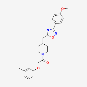 molecular formula C24H27N3O4 B2716363 4-{[3-(4-Methoxyphenyl)-1,2,4-oxadiazol-5-yl]methyl}-1-[(3-methylphenoxy)acetyl]piperidine CAS No. 1775341-24-6
