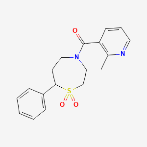 molecular formula C18H20N2O3S B2716364 (1,1-Dioxido-7-phenyl-1,4-thiazepan-4-yl)(2-methylpyridin-3-yl)methanone CAS No. 2034335-52-7