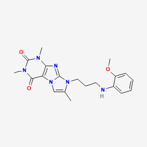 molecular formula C20H24N6O3 B2716367 8-(3-((2-甲氧基苯基)氨基)丙基)-1,3,7-三甲基-1H-咪唑并[2,1-f]嘌呤-2,4(3H,8H)-二酮 CAS No. 923179-63-9