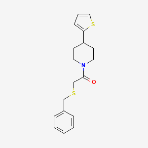 molecular formula C18H21NOS2 B2716375 2-(Benzylthio)-1-(4-(thiophen-2-yl)piperidin-1-yl)ethanone CAS No. 1396803-28-3