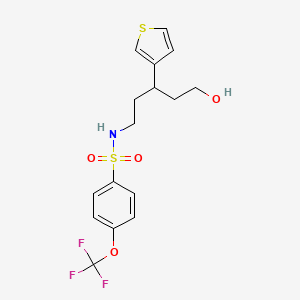 molecular formula C16H18F3NO4S2 B2716392 N-(5-hydroxy-3-(thiophen-3-yl)pentyl)-4-(trifluoromethoxy)benzenesulfonamide CAS No. 2034541-59-6