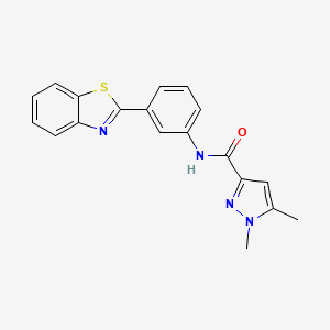 molecular formula C19H16N4OS B2716414 N-(3-(benzo[d]thiazol-2-yl)phenyl)-1,5-dimethyl-1H-pyrazole-3-carboxamide CAS No. 1013795-52-2