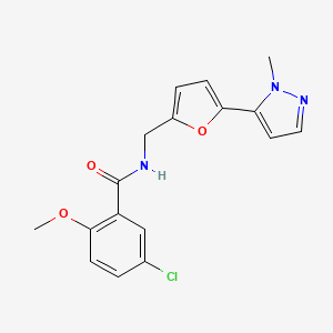 molecular formula C17H16ClN3O3 B2716415 5-Chloro-2-methoxy-N-[[5-(2-methylpyrazol-3-yl)furan-2-yl]methyl]benzamide CAS No. 2415499-47-5