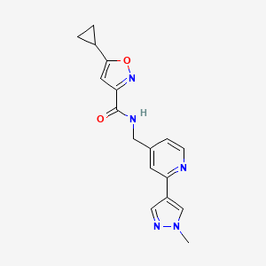 molecular formula C17H17N5O2 B2716416 5-cyclopropyl-N-((2-(1-methyl-1H-pyrazol-4-yl)pyridin-4-yl)methyl)isoxazole-3-carboxamide CAS No. 2034228-02-7