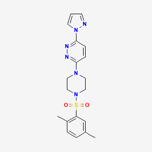 molecular formula C19H22N6O2S B2716424 3-(4-((2,5-dimethylphenyl)sulfonyl)piperazin-1-yl)-6-(1H-pyrazol-1-yl)pyridazine CAS No. 1013818-07-9
