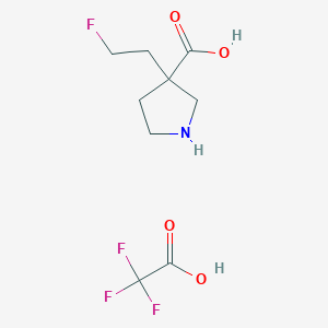 molecular formula C9H13F4NO4 B2716426 3-(2-Fluoroethyl)pyrrolidine-3-carboxylic acid;2,2,2-trifluoroacetic acid CAS No. 2418663-21-3