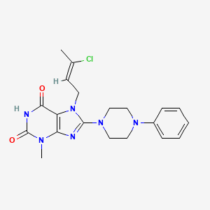 molecular formula C20H23ClN6O2 B2716451 (Z)-7-(3-氯丁-2-烯-1-基)-3-甲基-8-(4-苯基哌嗪-1-基)-1H-嘧啶-2,6(3H,7H)-二酮 CAS No. 946380-97-8