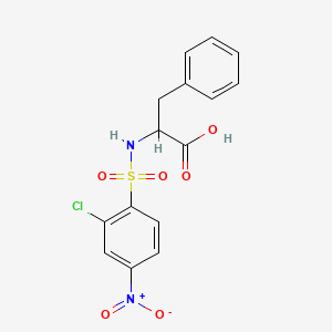 molecular formula C15H13ClN2O6S B2716457 2-(2-Chloro-4-nitrobenzenesulfonamido)-3-phenylpropanoic acid CAS No. 1009582-33-5