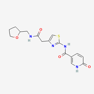 6-oxo-N-(4-(2-oxo-2-(((tetrahydrofuran-2-yl)methyl)amino)ethyl)thiazol-2-yl)-1,6-dihydropyridine-3-carboxamide