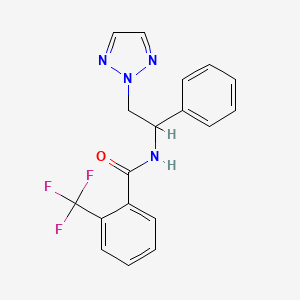 molecular formula C18H15F3N4O B2716465 N-(1-苯基-2-(2H-1,2,3-三唑-2-基)乙基)-2-(三氟甲基)苯甲酰胺 CAS No. 2309590-34-7
