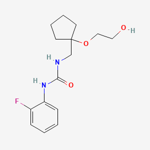 molecular formula C15H21FN2O3 B2716470 1-(2-Fluorophenyl)-3-((1-(2-hydroxyethoxy)cyclopentyl)methyl)urea CAS No. 2320608-06-6