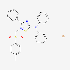 molecular formula C28H24BrN3O2S2 B2716474 5-(Diphenylamino)-3-phenyl-2-(tosylmethyl)-1,2,4-thiadiazol-2-ium bromide CAS No. 212254-04-1