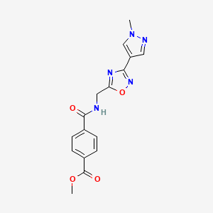 methyl 4-(((3-(1-methyl-1H-pyrazol-4-yl)-1,2,4-oxadiazol-5-yl)methyl)carbamoyl)benzoate