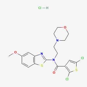 molecular formula C19H20Cl3N3O3S2 B2716512 2,5-dichloro-N-(5-methoxybenzo[d]thiazol-2-yl)-N-(2-morpholinoethyl)thiophene-3-carboxamide hydrochloride CAS No. 1331258-65-1