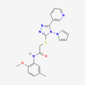 molecular formula C21H20N6O2S B2716513 N-(2-methoxy-5-methylphenyl)-2-{[5-(pyridin-3-yl)-4-(1H-pyrrol-1-yl)-4H-1,2,4-triazol-3-yl]sulfanyl}acetamide CAS No. 886940-95-0