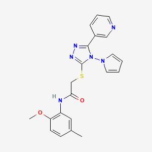 molecular formula C21H20N6O2S B2716513 N-(2-甲氧基-5-甲基苯基)-2-{[5-(吡啶-3-基)-4-(1H-吡咯-1-基)-4H-1,2,4-三唑-3-基]硫代}乙酰胺 CAS No. 886940-95-0