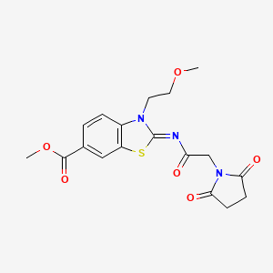 (Z)-methyl 2-((2-(2,5-dioxopyrrolidin-1-yl)acetyl)imino)-3-(2-methoxyethyl)-2,3-dihydrobenzo[d]thiazole-6-carboxylate