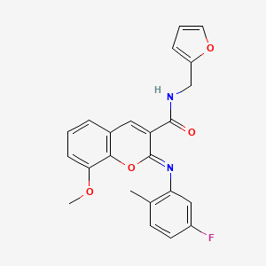 molecular formula C23H19FN2O4 B2716536 (2Z)-2-[(5-fluoro-2-methylphenyl)imino]-N-(furan-2-ylmethyl)-8-methoxy-2H-chromene-3-carboxamide CAS No. 1327169-00-5