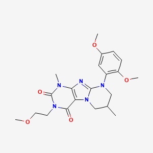 molecular formula C21H27N5O5 B2716538 9-(2,5-dimethoxyphenyl)-3-(2-methoxyethyl)-1,7-dimethyl-6,7,8,9-tetrahydropyrimido[2,1-f]purine-2,4(1H,3H)-dione CAS No. 923470-87-5