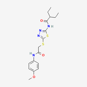 molecular formula C17H22N4O3S2 B2716540 2-ethyl-N-[5-[2-(4-methoxyanilino)-2-oxoethyl]sulfanyl-1,3,4-thiadiazol-2-yl]butanamide CAS No. 392293-50-4