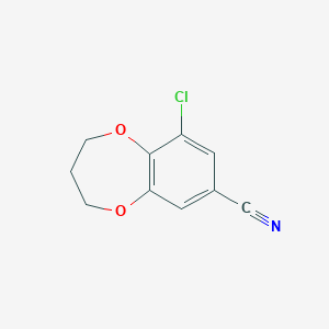 molecular formula C10H8ClNO2 B2716565 9-chloro-3,4-dihydro-2H-1,5-benzodioxepine-7-carbonitrile CAS No. 855991-54-7