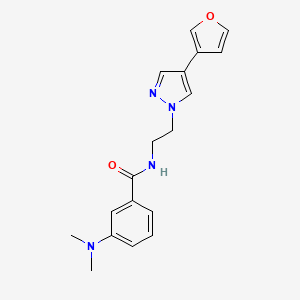 molecular formula C18H20N4O2 B2716573 3-(二甲胺基)-N-(2-(4-(呋喃-3-基)-1H-吡唑-1-基)乙基)苯甲酰胺 CAS No. 2034288-48-5