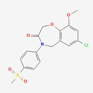molecular formula C17H16ClNO5S B2716578 7-氯-9-甲氧基-4-[4-(甲磺酰基)苯基]-4,5-二氢-1,4-苯并噁二烯-3(2H)-酮 CAS No. 1396684-02-8