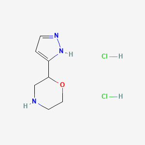 molecular formula C7H13Cl2N3O B2716584 2-(1H-Pyrazol-3-yl)morpholine dihydrochloride CAS No. 2225144-47-6