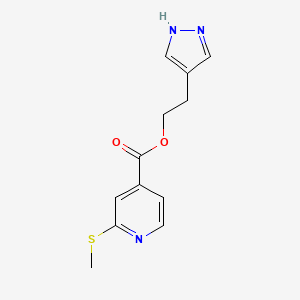 molecular formula C12H13N3O2S B2716588 2-(1H-吡唑-4-基)乙基 2-甲硫基吡啶-4-羧酸酯 CAS No. 1645442-52-9