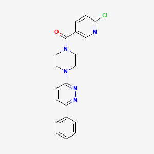 molecular formula C20H18ClN5O B2716589 (6-Chloropyridin-3-yl)(4-(6-phenylpyridazin-3-yl)piperazin-1-yl)methanone CAS No. 1021130-76-6