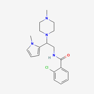 molecular formula C19H25ClN4O B2716591 2-chloro-N-(2-(1-methyl-1H-pyrrol-2-yl)-2-(4-methylpiperazin-1-yl)ethyl)benzamide CAS No. 1049416-54-7