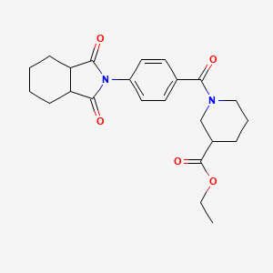 molecular formula C23H28N2O5 B2716597 乙酸 1-(4-(1,3-二氧代-六氢-1H-异喹啉-2(3H)-基)苯甲酰)哌啶-3-羧酸酯 CAS No. 1052565-61-3