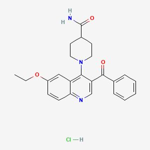 molecular formula C24H26ClN3O3 B2716608 1-(3-Benzoyl-6-ethoxyquinolin-4-yl)piperidine-4-carboxamide hydrochloride CAS No. 2097888-61-2