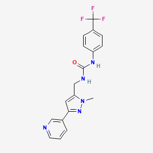 molecular formula C18H16F3N5O B2716614 1-((1-methyl-3-(pyridin-3-yl)-1H-pyrazol-5-yl)methyl)-3-(4-(trifluoromethyl)phenyl)urea CAS No. 2034417-04-2