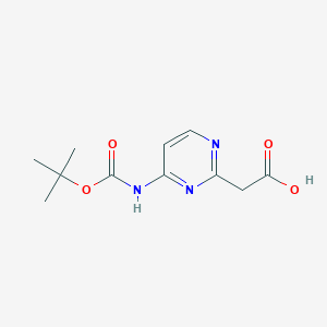 molecular formula C11H15N3O4 B2716622 2-[4-[(2-Methylpropan-2-yl)oxycarbonylamino]pyrimidin-2-yl]acetic acid CAS No. 2248285-89-2