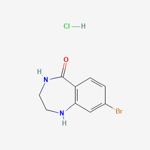molecular formula C9H10BrClN2O B2716638 8-溴-1,2,3,4-四氢-1,4-苯并二氮杂环-5-酮；盐酸盐 CAS No. 2375260-63-0