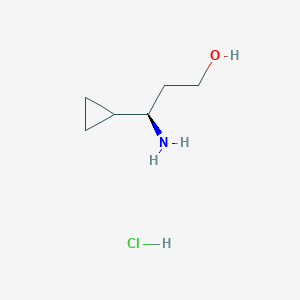 molecular formula C6H14ClNO B2716642 (3R)-3-Amino-3-cyclopropylpropan-1-ol;hydrochloride CAS No. 2287239-18-1