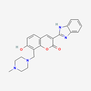 molecular formula C22H22N4O3 B2716650 3-(1H-benzimidazol-2-yl)-7-hydroxy-8-[(4-methylpiperazin-1-yl)methyl]-2H-chromen-2-one CAS No. 300556-92-7