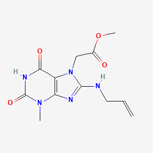 molecular formula C12H15N5O4 B2716652 甲基2-(8-(丙烯基氨基)-3-甲基-2,6-二氧代-2,3-二氢嘌呤-7(6H)-基)乙酸酯 CAS No. 899362-03-9